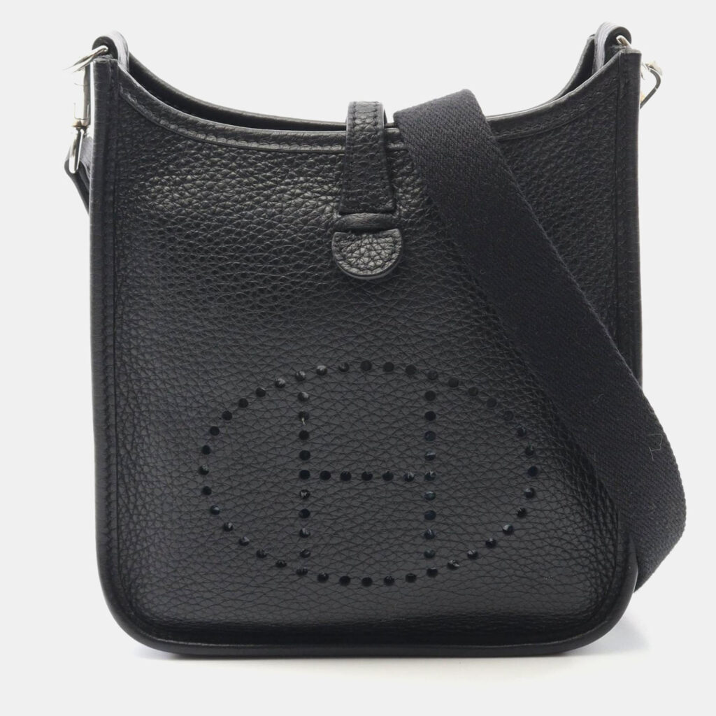 Hermes Evelyne TPM 16 Black Taurillon Clemence Leather Shoulder Bag