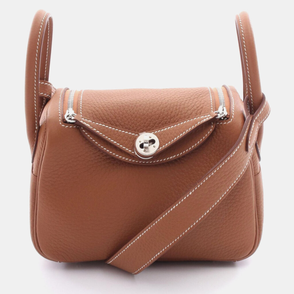 Hermes Lindy Mini Gold Taurillon Clemence Leather Shoulder Bag Hermes Lindy Mini Gold Taurillon Clemence Leather Shoulder Bag