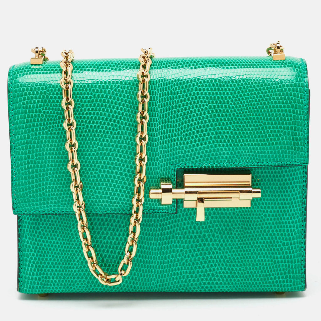 Hermes Menthi Lizard Niloticus GHW Verrou Mini Bag Hermes Menthi Lizard Niloticus GHW Verrou Mini Bag