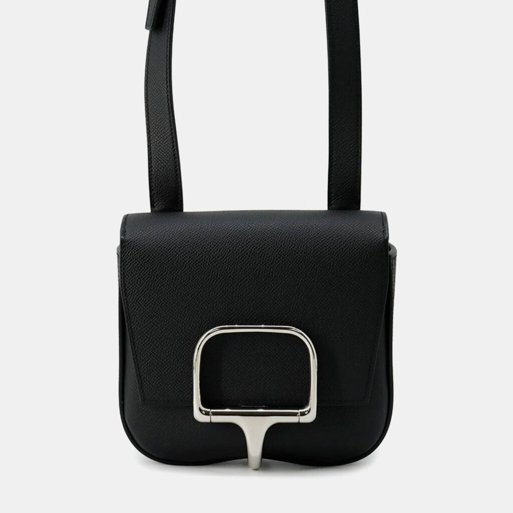 Hermes Della Cavalleria Mini Black Epsom Leather Shoulder Bag