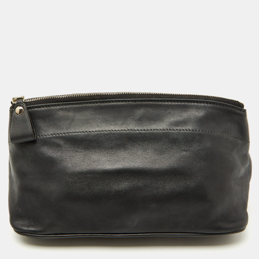 Hermes Black Swift Leather Tohubohu Pouch MM Bag