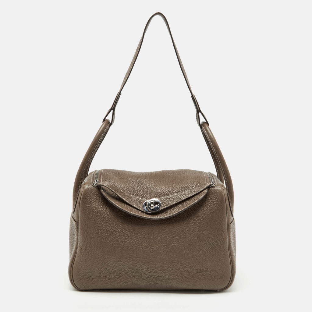 Hermes Etoupe Grey Taurillon Clemence Leather Lindy 30 Bag Hermes Etoupe Grey Taurillon Clemence Leather Lindy 30 Bag