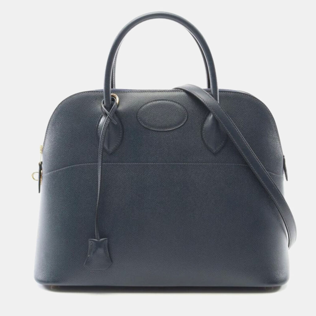 Hermes Bolide 35 Blue Indigo Courchevel Leather Top Handle Bag Hermes Bolide 35 Blue Indigo Courchevel Leather Top Handle Bag