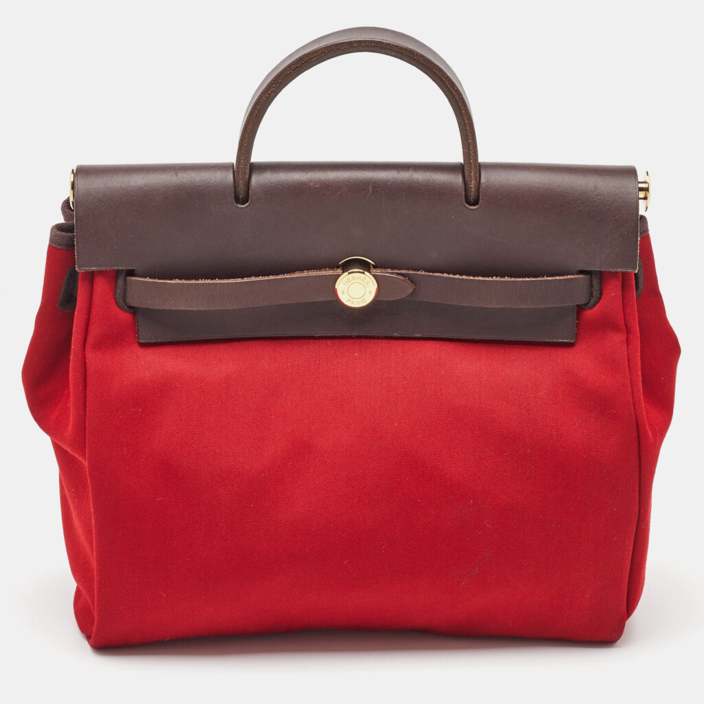 Hermes Brick Red/Moka Toile Canvas and Vache Hunter Herbag 31 Bag Hermes Brick Red/Moka Toile Canvas and Vache Hunter Herbag 31 Bag