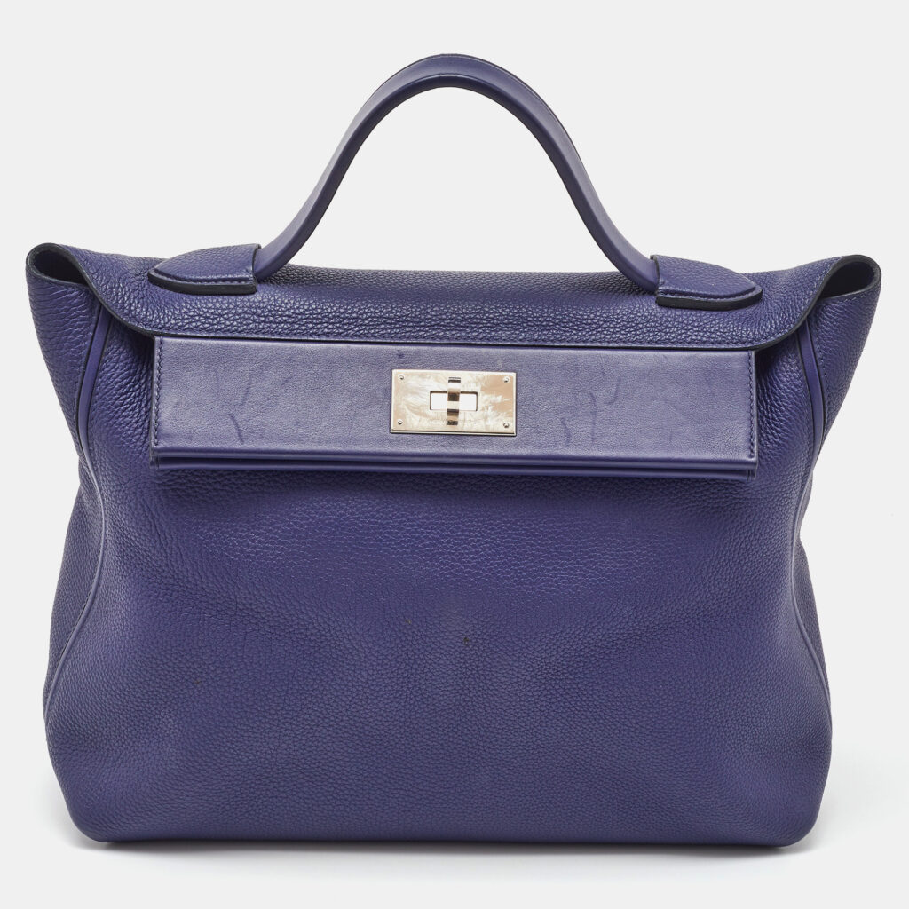 Hermes Blue Encre Togo and Swift Leather Palladium Finish 24/24 35 Bag Hermes Blue Encre Togo and Swift Leather Palladium Finish 24/24 35 Bag