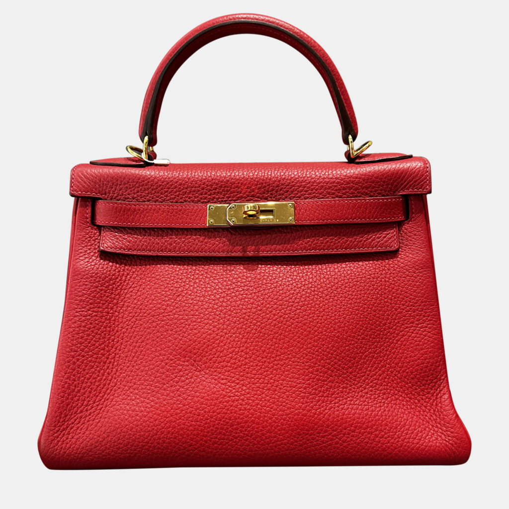 Hermes Kelly 28 Red Togo Leather Handbag