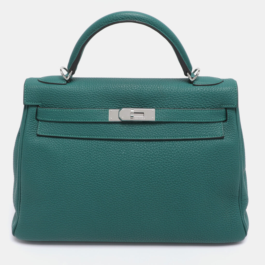 Hermes Vert Verone Clemence Leather Palladium Finish Kelly Retourne 32 Bag Hermes Vert Verone Clemence Leather Palladium Finish Kelly Retourne 32 Bag