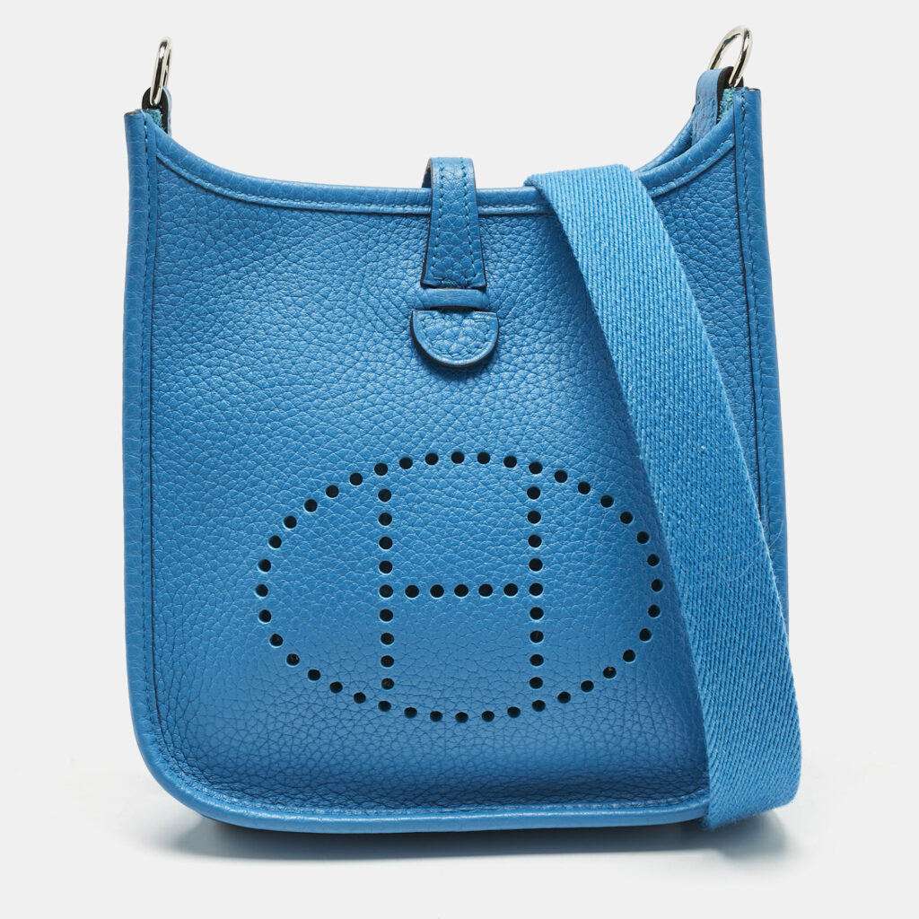 Hermes Bleu Frida Taurillon Clemence Leather Evelyne TPM Bag