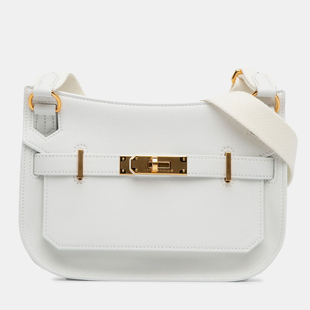 Hermes Mini Jypsiere White Evercolor Leather Crossbody Bag Hermes Mini Jypsiere White Evercolor Leather Crossbody Bag