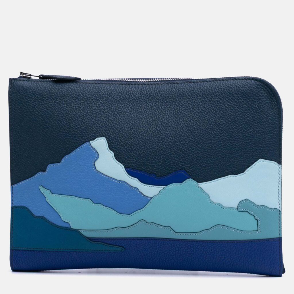 Hermes Endless Road Blue Togo Swift Leather Clutch Bag Hermes Endless Road Blue Togo Swift Leather Clutch Bag
