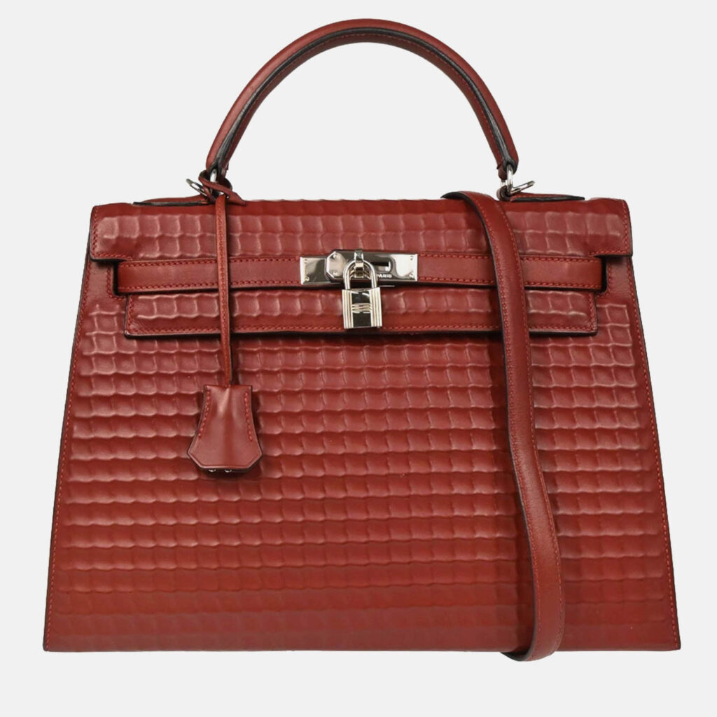 Hermes Kelly 32 Sellier Rouge H Ever Deutch Waffle Handbag Hermes Kelly 32 Sellier Rouge H Ever Deutch Waffle Handbag