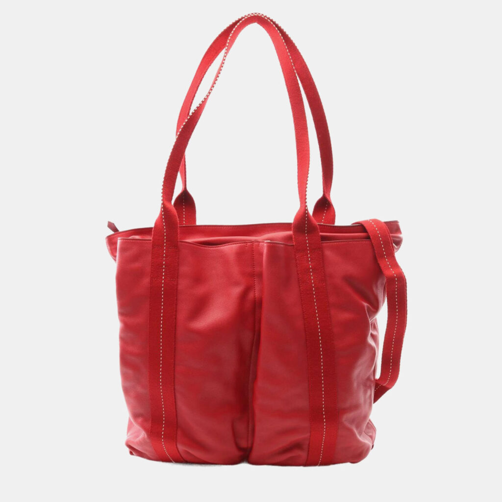 Hermes Caravan Vertical GM Red Derma Leather Bag