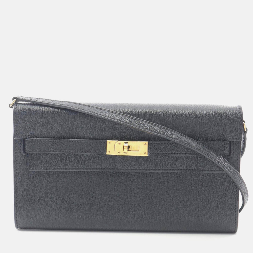 Hermes Kelly To Go Black Chevre Leather Shoulder Bag Hermes Kelly To Go Black Chevre Leather Shoulder Bag