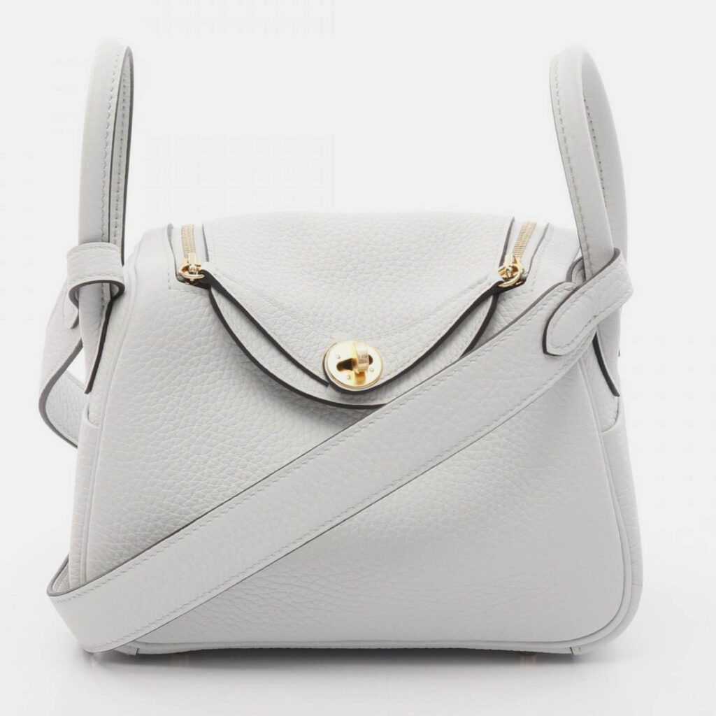 Hermes Lindy Mini Shoulder Bag K Clemence Leather Blue Pale Ghw
