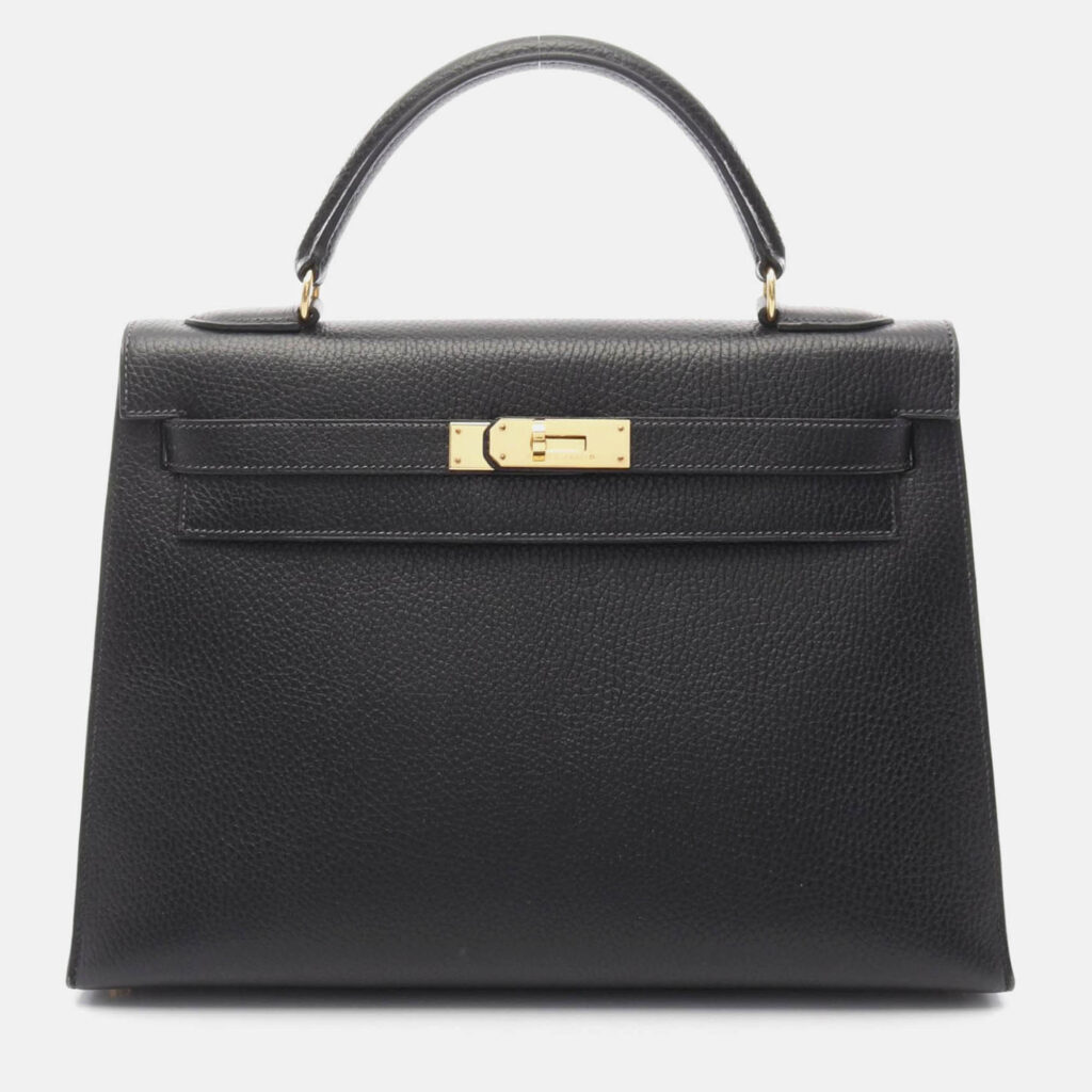 Hermes Kelly 32 Shoulder Handbag V Ardennes Leather Noir Black Sellier Ghw Hermes Kelly 32 Shoulder Handbag V Ardennes Leather Noir Black Sellier Ghw
