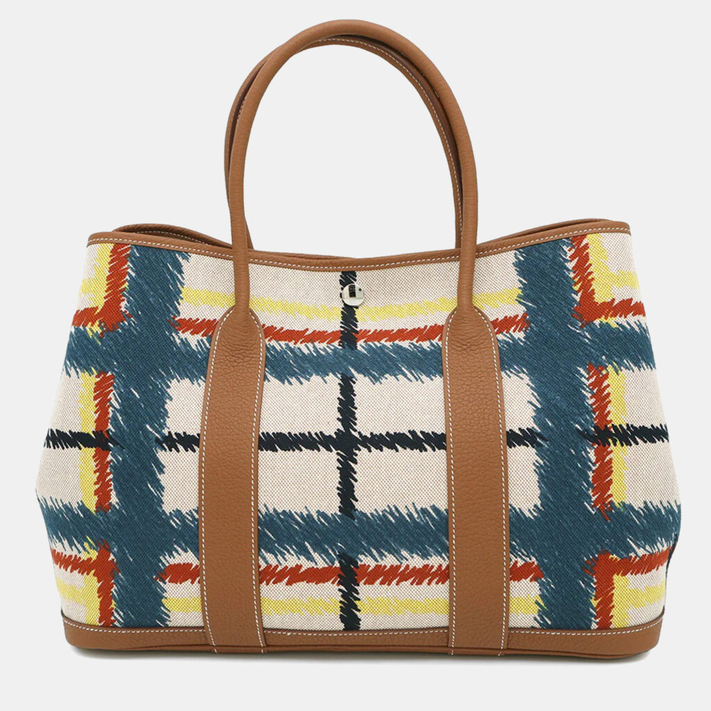 Hermes Garden Party 36 Multicolor Toile H Plume Negonda Leather Tote Bag Hermes Garden Party 36 Multicolor Toile H Plume Negonda Leather Tote Bag