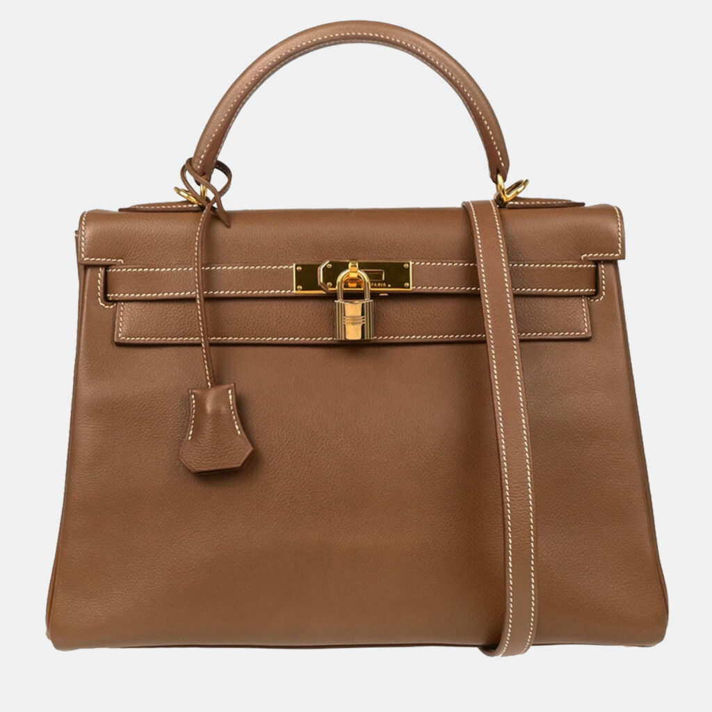 Hermes Kelly 32 Retourne Gold Veau Graine Leather Handbag Hermes Kelly 32 Retourne Gold Veau Graine Leather Handbag