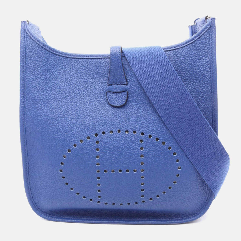 Hermes Evelyne Troyes Blue Royale Clemence Leather Shoulder Bag PM Hermes Evelyne Troyes Blue Royale Clemence Leather Shoulder Bag PM