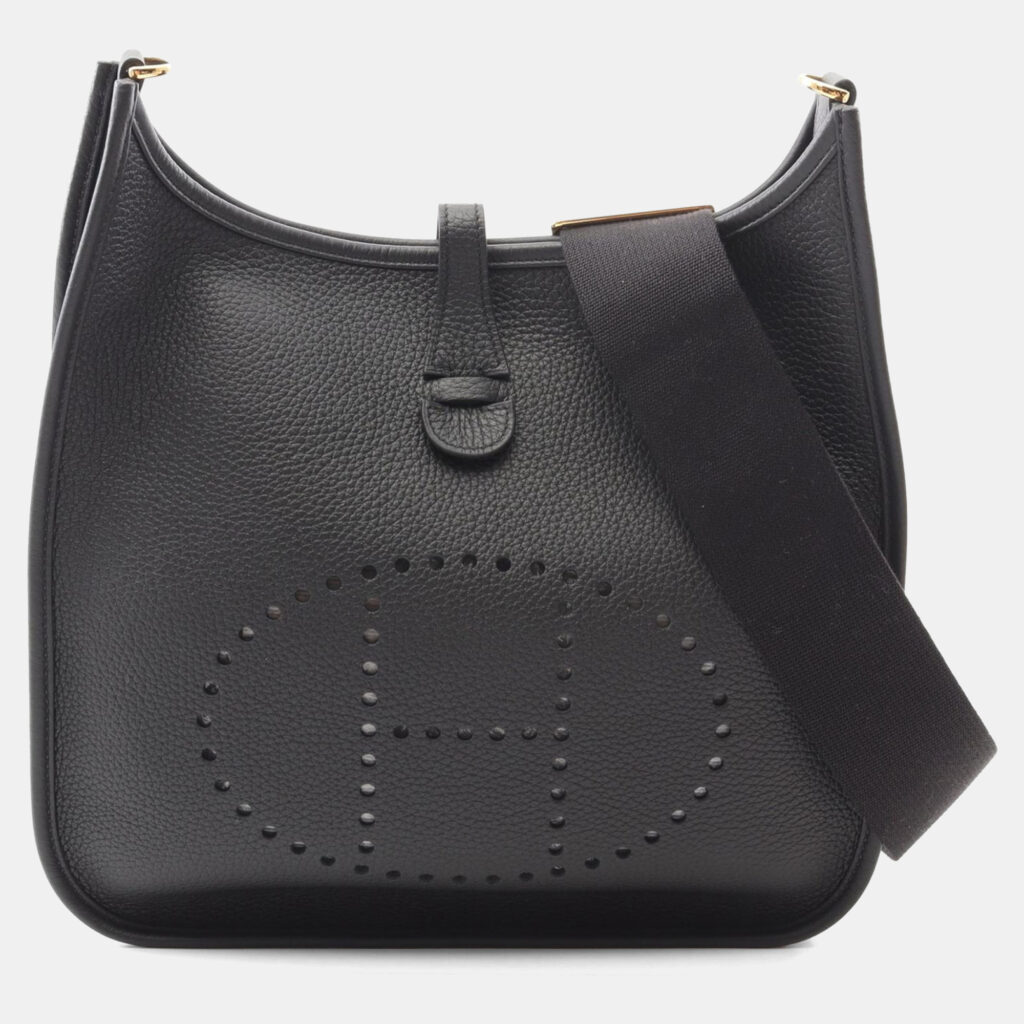 Hermes Evelyne 3 Troyes Black Clemence Leather Shoulder Bag PM Hermes Evelyne 3 Troyes Black Clemence Leather Shoulder Bag PM