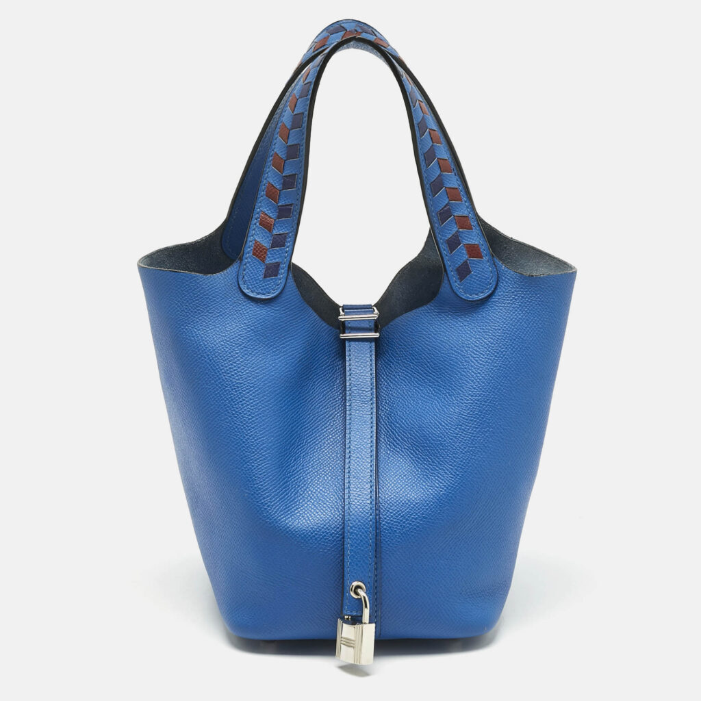 Hermes Bleu Zellige/Bleu Encre/Rouge Epsom Leather Picotin Lock Tressage 18 Bag