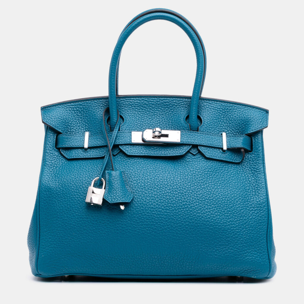 Hermes Birkin 30 Blue Togo Leather Shoulder Bag Hermes Birkin 30 Blue Togo Leather Shoulder Bag