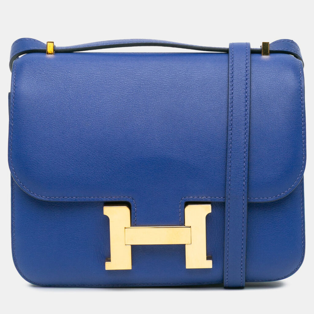 Hermes 18 Constance Blue Swift Leather Shoulder Bag Hermes 18 Constance Blue Swift Leather Shoulder Bag