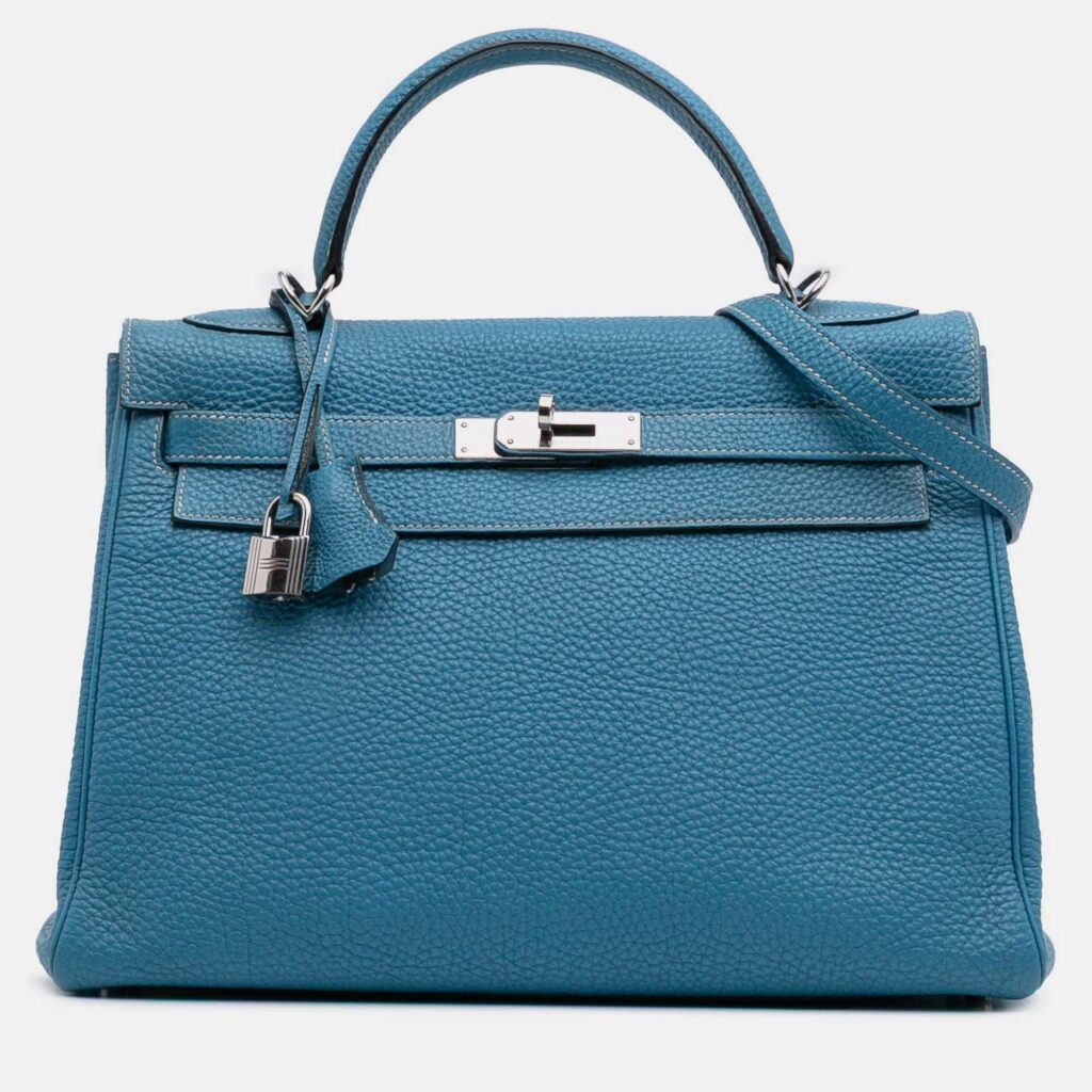 Hermes 32 Kelly II Blue Togo Leather Shoulder Bag Hermes 32 Kelly II Blue Togo Leather Shoulder Bag