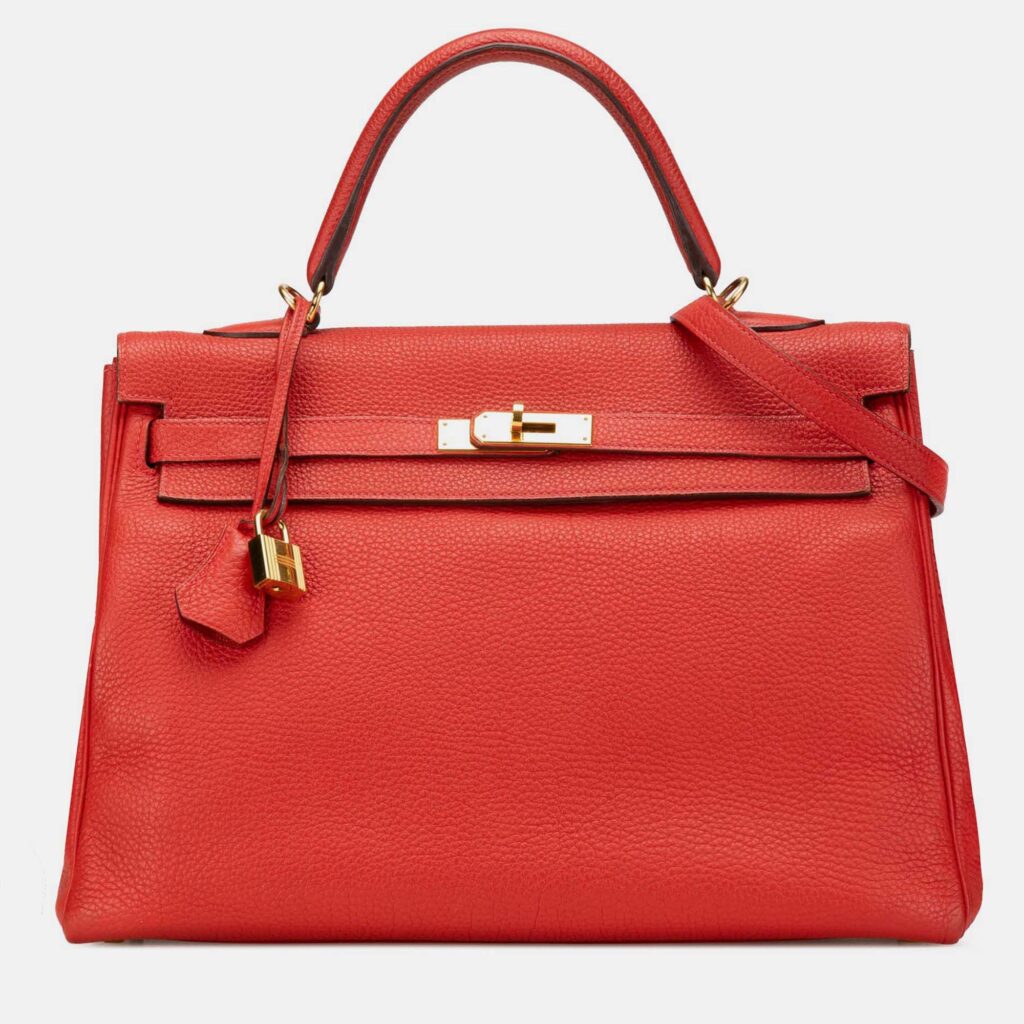 luxury-women-hermes-used-handbags-p1204762-006-1.jpg Hermes 35 Kelly II Red Togo Leather Shoulder Bag