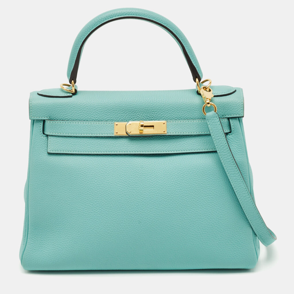Hermes Bleu Atoll Togo Leather Gold Finish Kelly Retourne 28 Bag Hermes Bleu Atoll Togo Leather Gold Finish Kelly Retourne 28 Bag