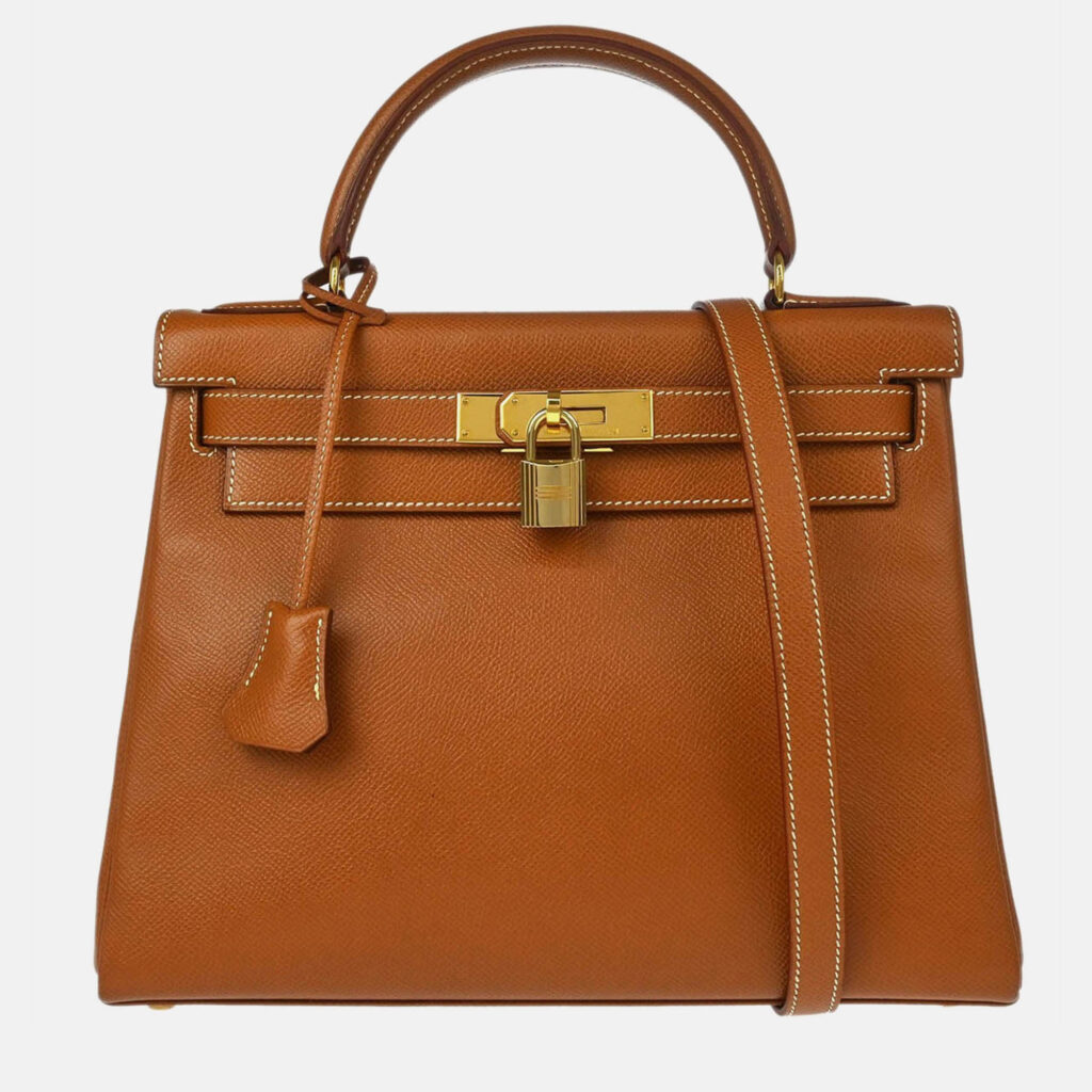 Hermes Kelly 28 Retourne Gold Courchevel Handbag Hermes Kelly 28 Retourne Gold Courchevel Handbag