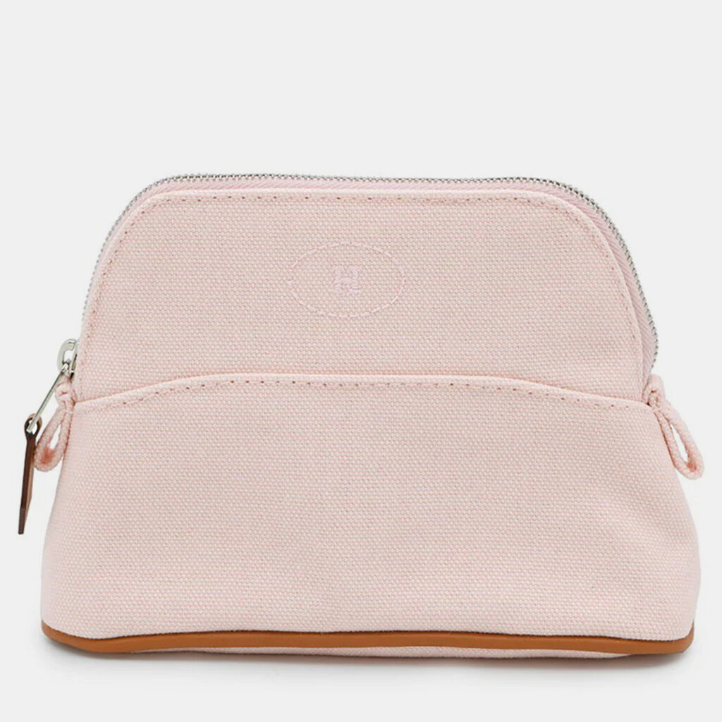 Hermes Bolide Rose Pearl Canvas Pouch Hermes Bolide Rose Pearl Canvas Pouch