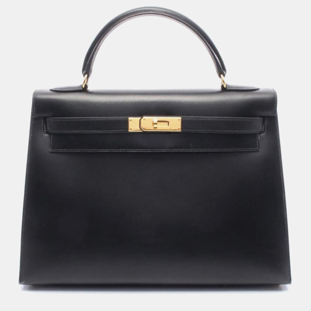 Hermes Kelly 32 Noir Box Calf Leather Handbag Hermes Kelly 32 Noir Box Calf Leather Handbag