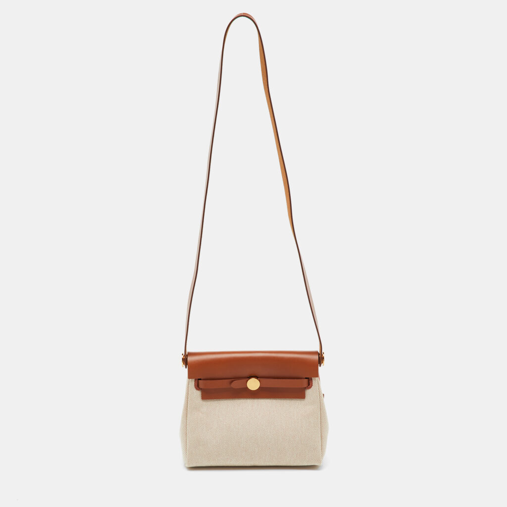 Hermès Ecru/Natural Toile Canvas and Vache Hunter Leather Herbag Zip 20 Bag Hermès Ecru/Natural Toile Canvas and Vache Hunter Leather Herbag Zip 20 Bag
