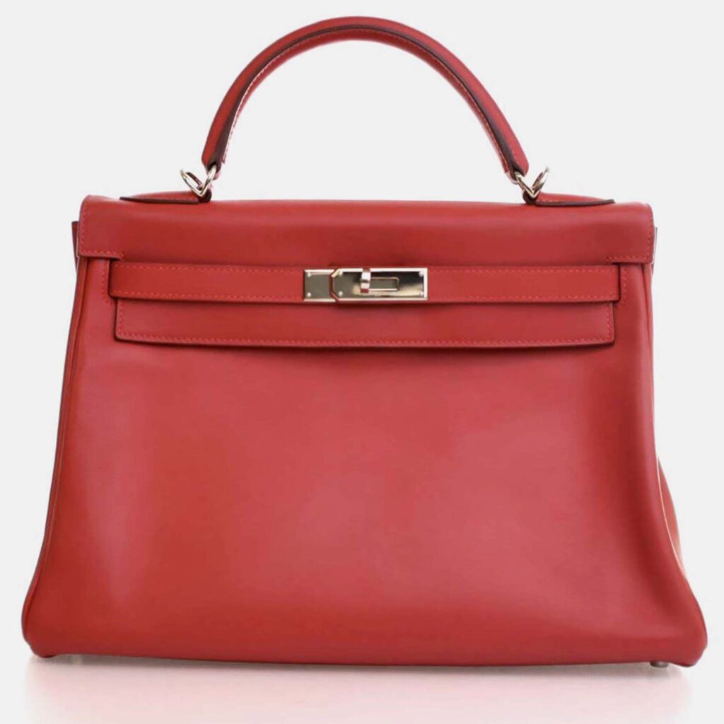Hermes Kelly 32 Red Swift Leather Top Handle Bag Hermes Kelly 32 Red Swift Leather Top Handle Bag
