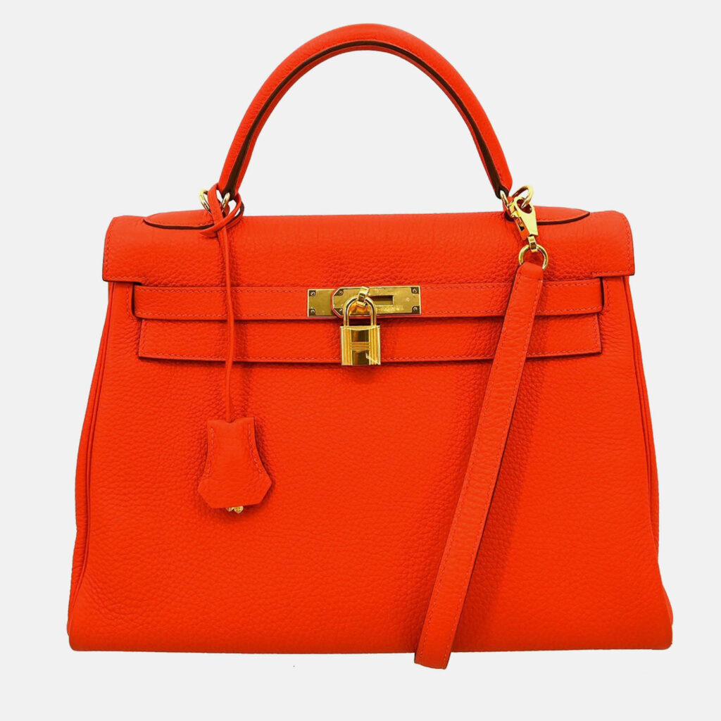 Hermes Kelly 32 Retourne Rouge Pivoine Taurillon Clemence 2way Handbag