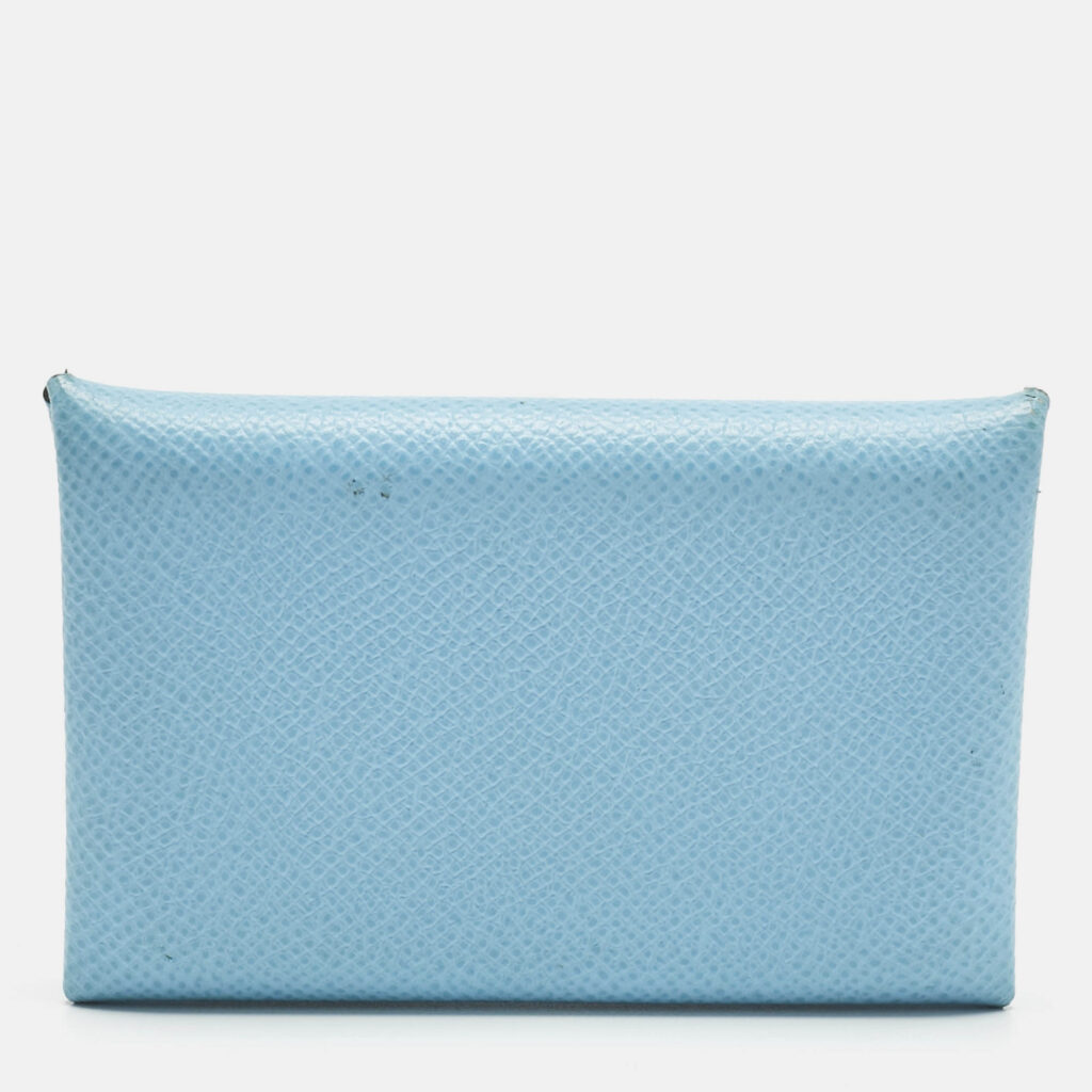 Hermès Celeste Epsom Leather Calvi Card Holder Hermès Celeste Epsom Leather Calvi Card Holder