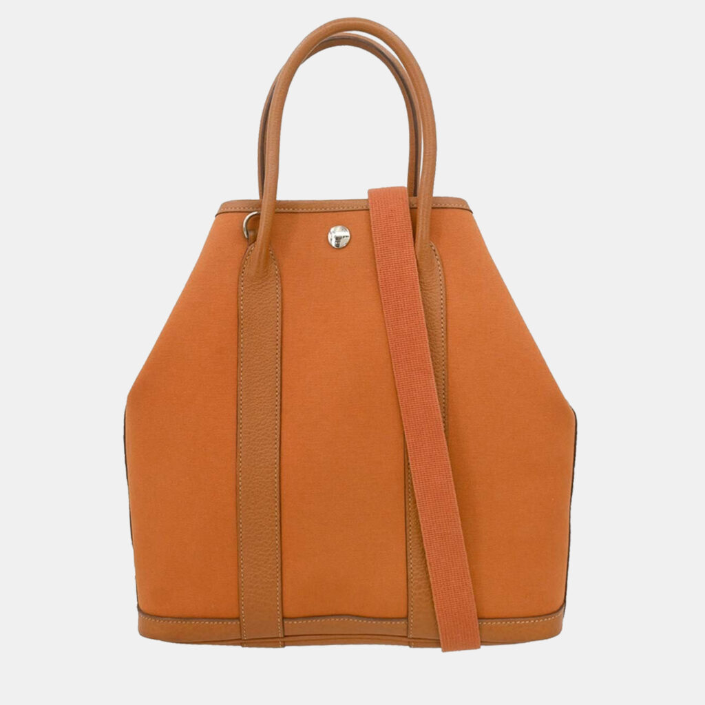 Hermes Garden File PM 2way Orange Toile Officier Buffalo Tote Bag Hermes Garden File PM 2way Orange Toile Officier Buffalo Tote Bag