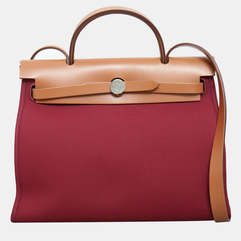 Herbag Zip 31 Red Canvas Leather Bag Herbag Zip 31 Red Canvas Leather Bag