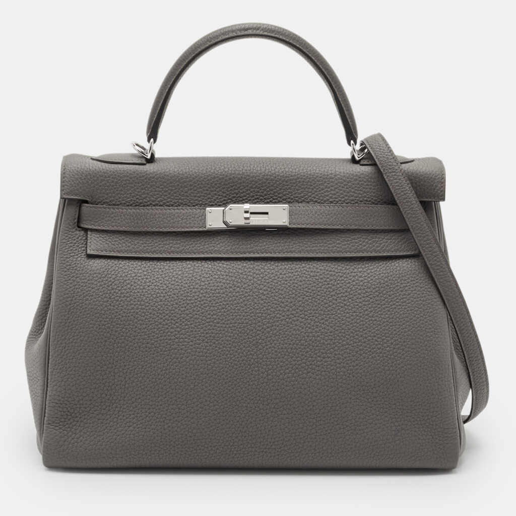 Hermes Etain Togo Leather Palladium Finish Kelly Retourne 32 Bag Hermes Etain Togo Leather Palladium Finish Kelly Retourne 32 Bag