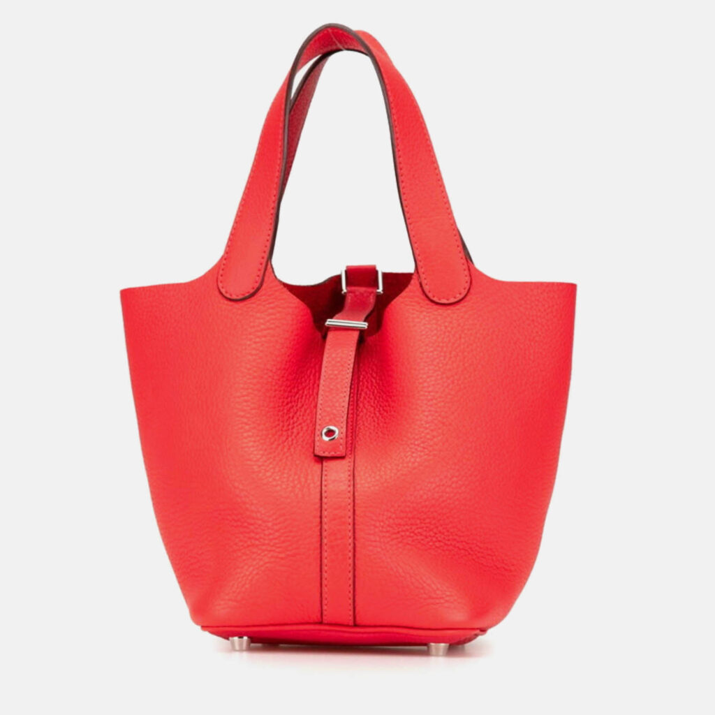Hermes Picotin Lock 18 Rose Jaipur Taurillon Clemence Leather Tote Bag