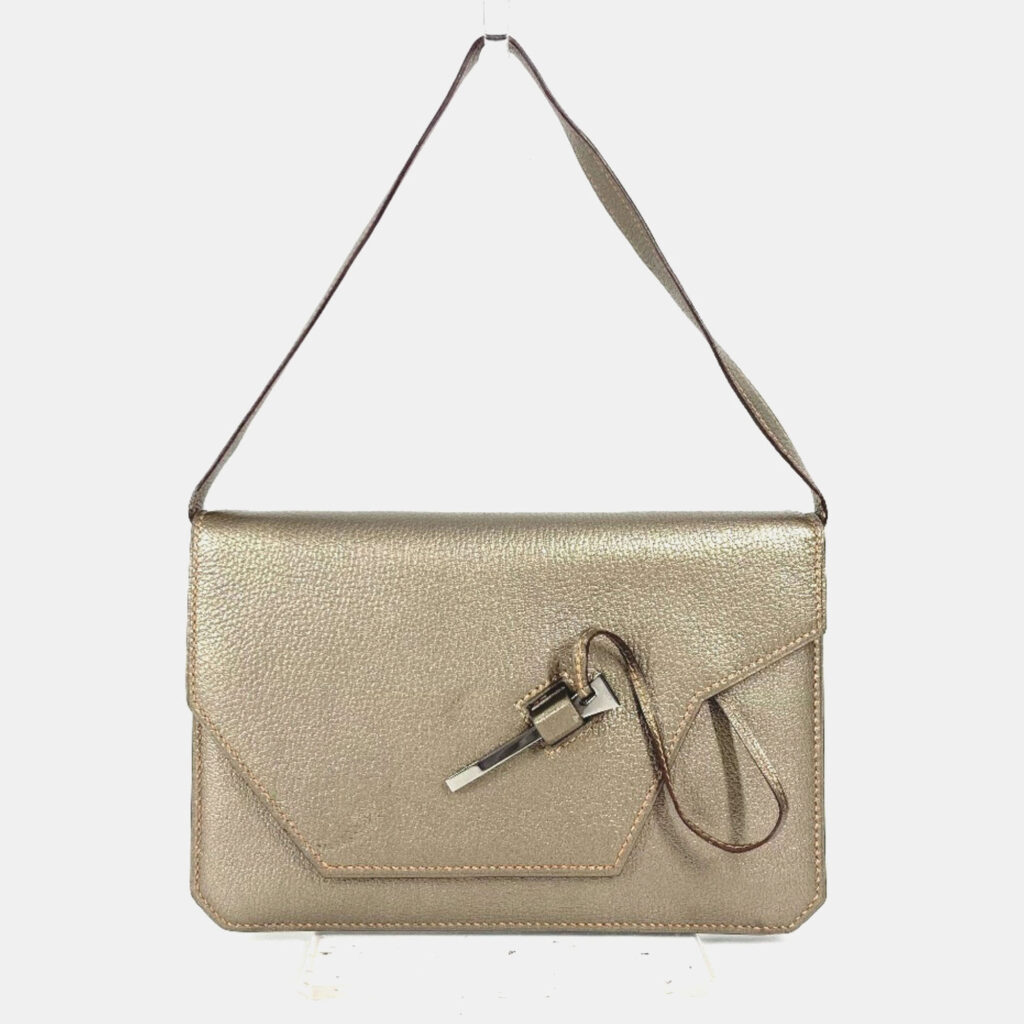 Hermes Envelope 2005 Gold Chevre Accessory Pouch Bag Hermes Envelope 2005 Gold Chevre Accessory Pouch Bag
