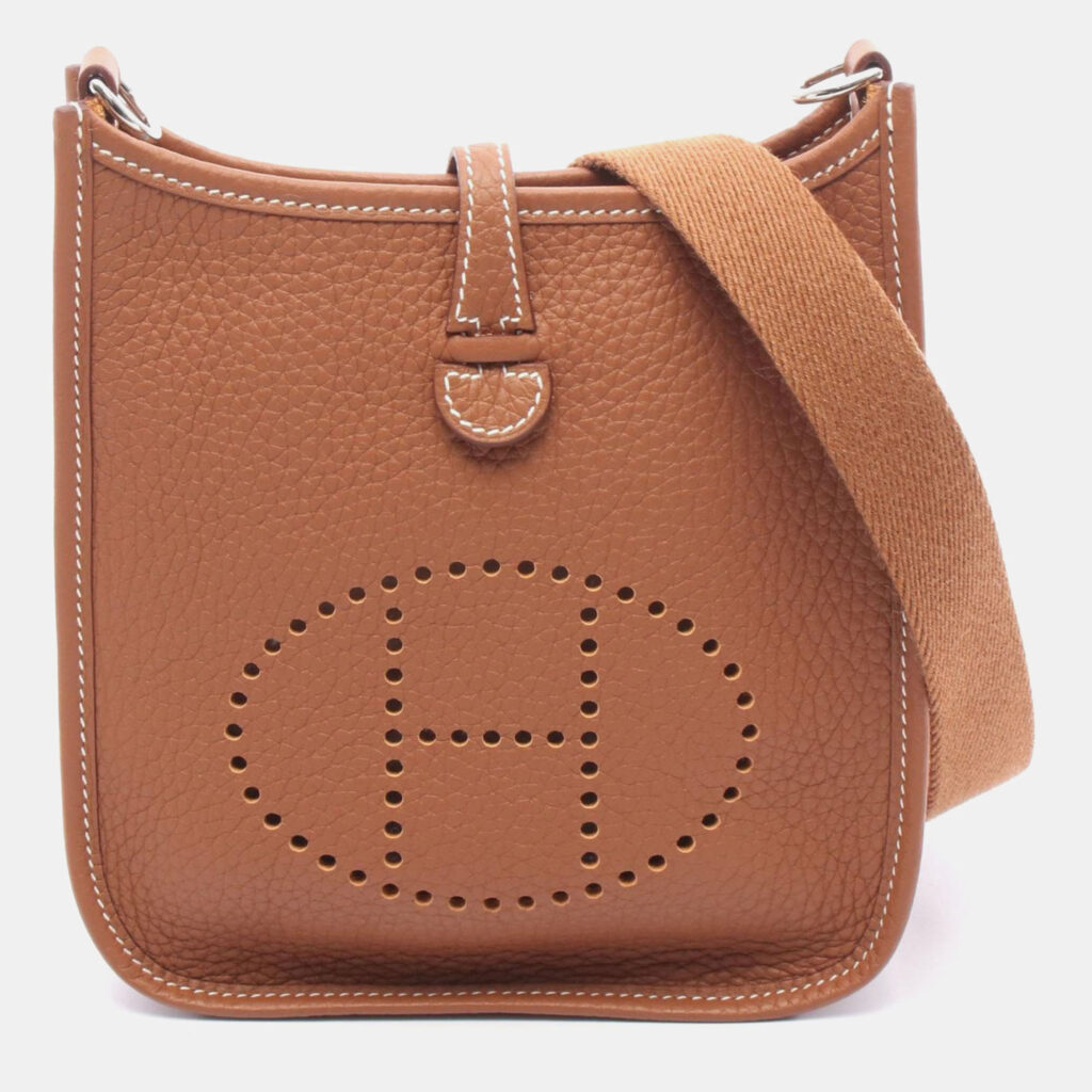 Hermes Evelyne TPM Gold Leather Shoulder Bag