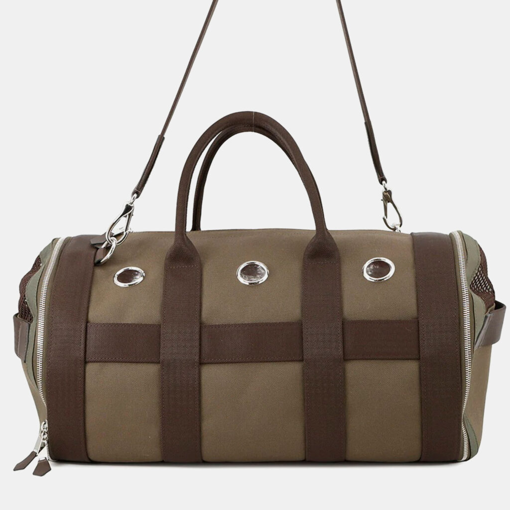 Hermes Dog Khaki/Feu Toile Military Canvas Carry Bag Hermes Dog Khaki/Feu Toile Military Canvas Carry Bag