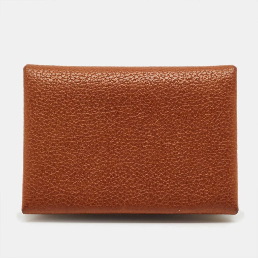 Hermès Fauve Barenia Faubourg Leather Calvi Duo Card Holder
