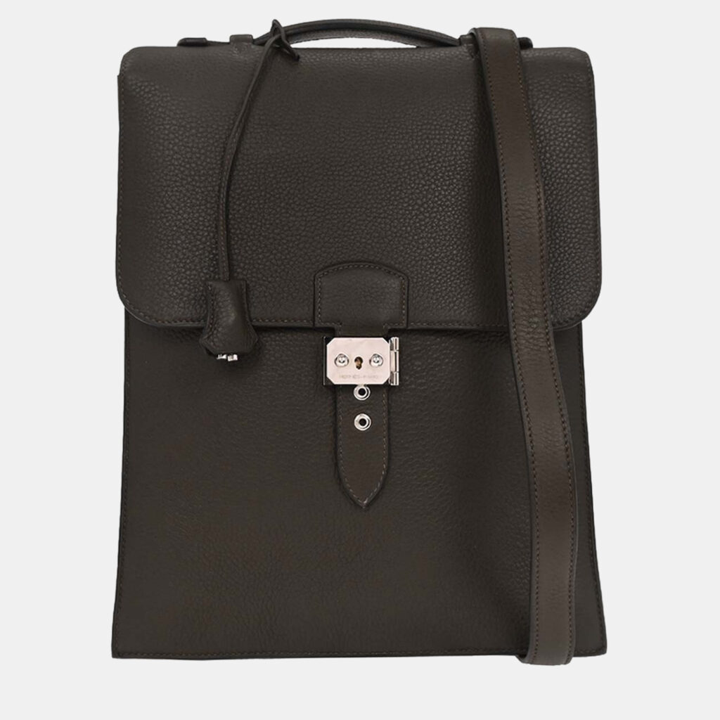 luxury-women-hermes-used-handbags-p1217073-001-1.jpg Hermes Sac a Depeches Vert Gris Taurillon Clemence Handbag