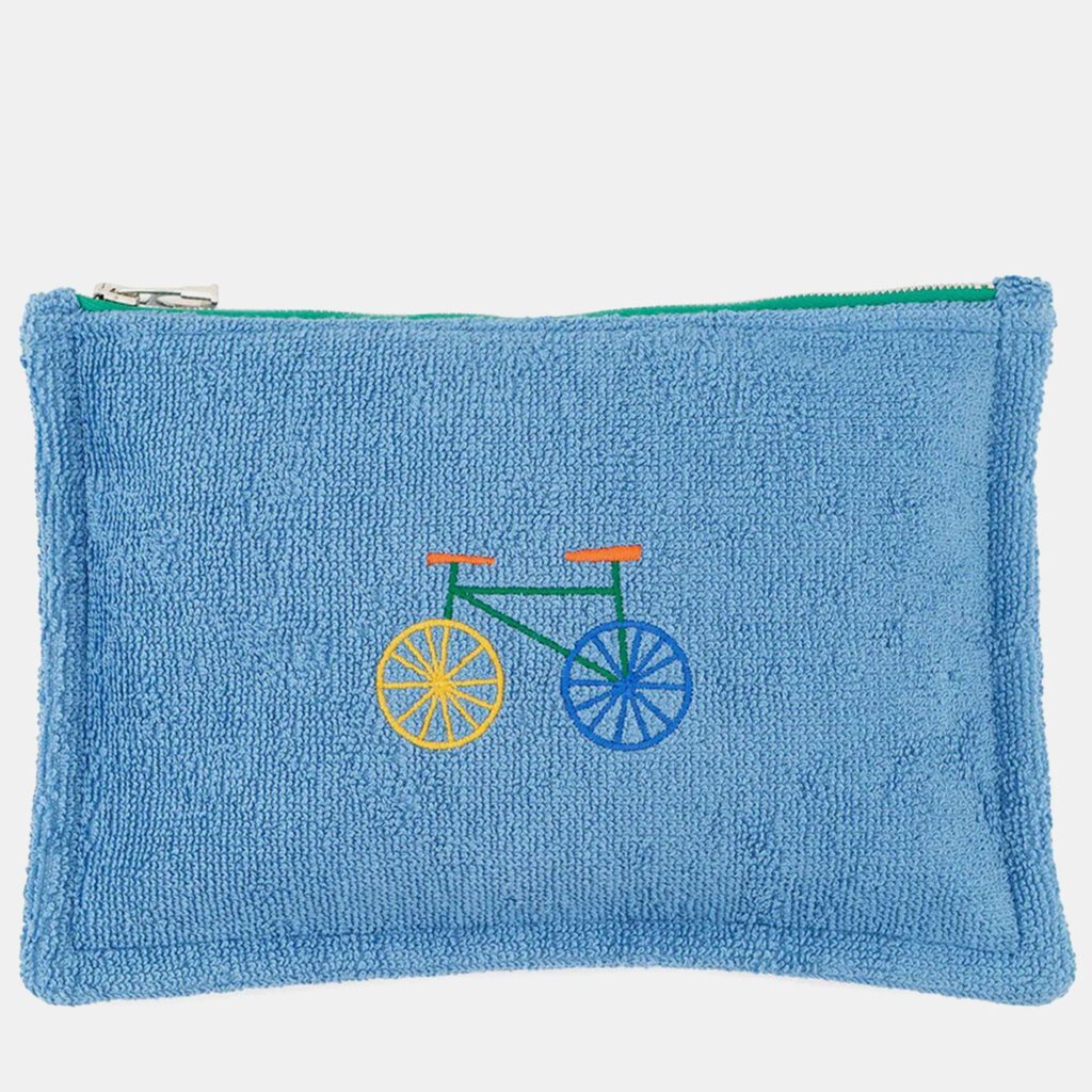 Hermes Les Cabans Flat Pouch Blue Cotton PM