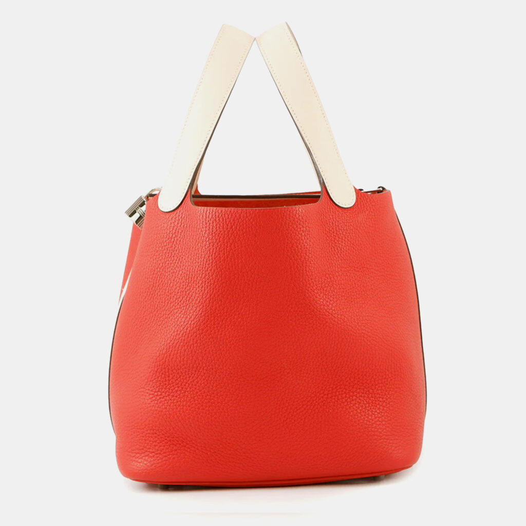 Hermes Picotin Lock MM Touch Rouge Tomate/Rose Eglantine Taurillon Clemence Swift Leather Bag Hermes Picotin Lock MM Touch Rouge Tomate/Rose Eglantine Taurillon Clemence Swift Leather Bag