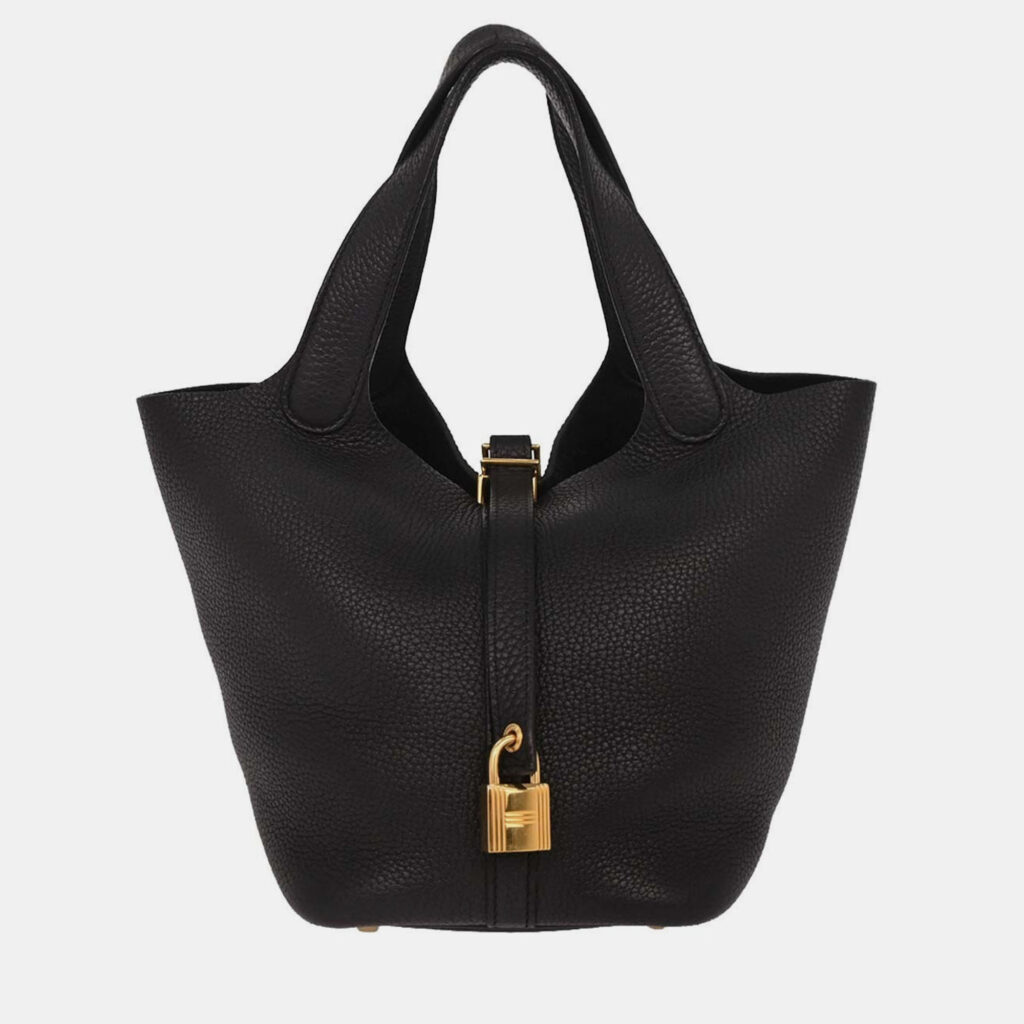 Hermes Picotin Lock 18 Black Taurillon Clemence Handbag Hermes Picotin Lock 18 Black Taurillon Clemence Handbag