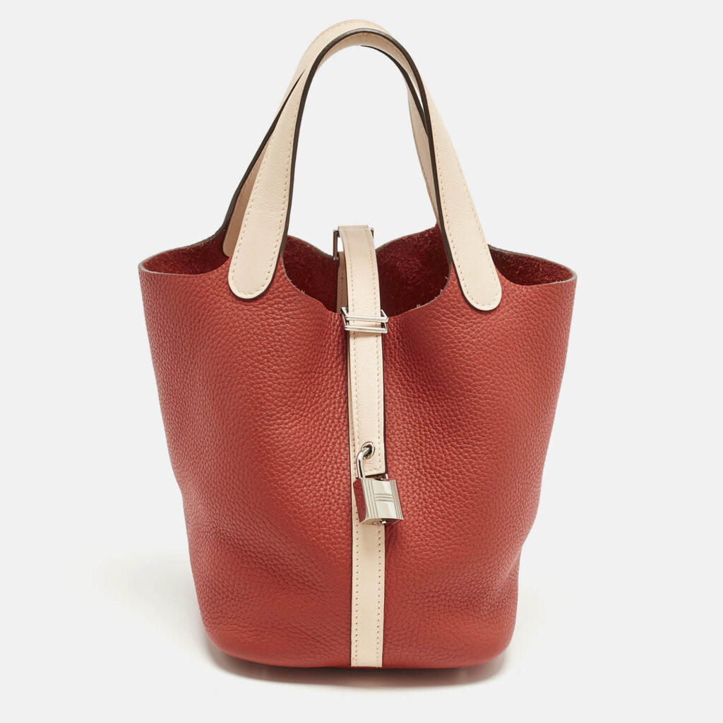 Hermes Rouge Tomate/Rose Elegante Taurillon Clemence Leather Picotin Lock 18 Bag Hermes Rouge Tomate/Rose Elegante Taurillon Clemence Leather Picotin Lock 18 Bag