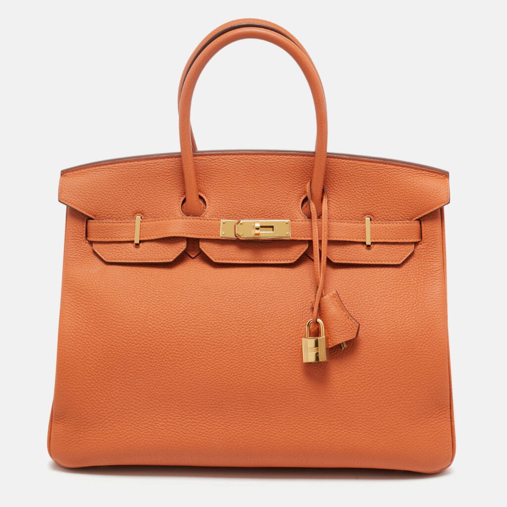 luxury-women-hermes-used-handbags-p1222803-013-1.jpg Hermes Orange Togo Leather Gold Finish Birkin 35 Bag